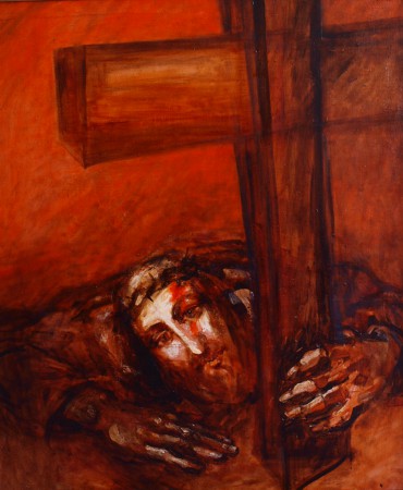 Pád pod krížom, olej na plátne, 2009, 75x95cm